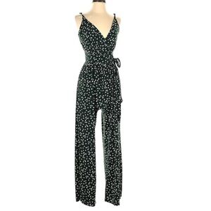 Kaileigh dark green floral jumpsuit size small petite NWOT